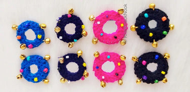 Circle Shaped Mirrored Applique With Jingle Bell Beads And Multicoloured Beads, Bohemian Applique, Summer Applique